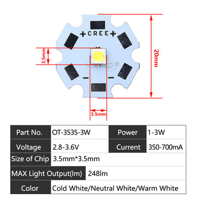 10 DB 1W 3W 3535 SMD nagy teljesítményű LED dióda Chip emitter hideg fehér meleg fehér CREE XPE XP-E XPG2 csere kerékpár zseblámpához