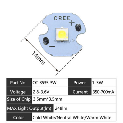 10 DB 1W 3W 3535 SMD nagy teljesítményű LED dióda Chip emitter hideg fehér meleg fehér CREE XPE XP-E XPG2 csere kerékpár zseblámpához