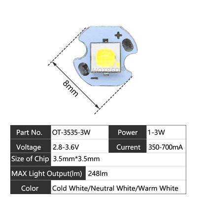 10 DB 1W 3W 3535 SMD nagy teljesítményű LED dióda Chip emitter hideg fehér meleg fehér CREE XPE XP-E XPG2 csere kerékpár zseblámpához