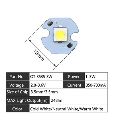 10 DB 1W 3W 3535 SMD nagy teljesítményű LED dióda Chip emitter hideg fehér meleg fehér CREE XPE XP-E XPG2 csere kerékpár zseblámpához