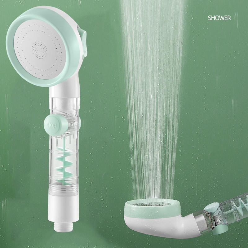 Υψηλής ποιότητας ρυθμιζόμενη κεφαλή ντουζιέρας φίλτρου 3 λειτουργιών με ακροφύσιο ψεκασμού διακοπής νερού με ένα κλειδί Αξεσουάρ μπάνιου εξοικονόμησης νερού