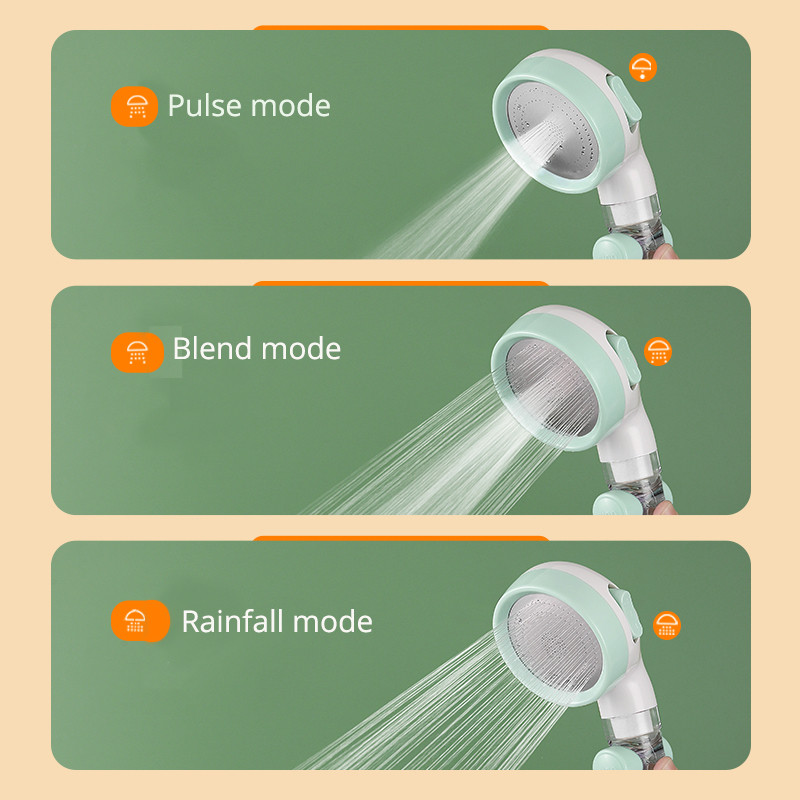 Υψηλής ποιότητας ρυθμιζόμενη κεφαλή ντουζιέρας φίλτρου 3 λειτουργιών με ακροφύσιο ψεκασμού διακοπής νερού με ένα κλειδί Αξεσουάρ μπάνιου εξοικονόμησης νερού