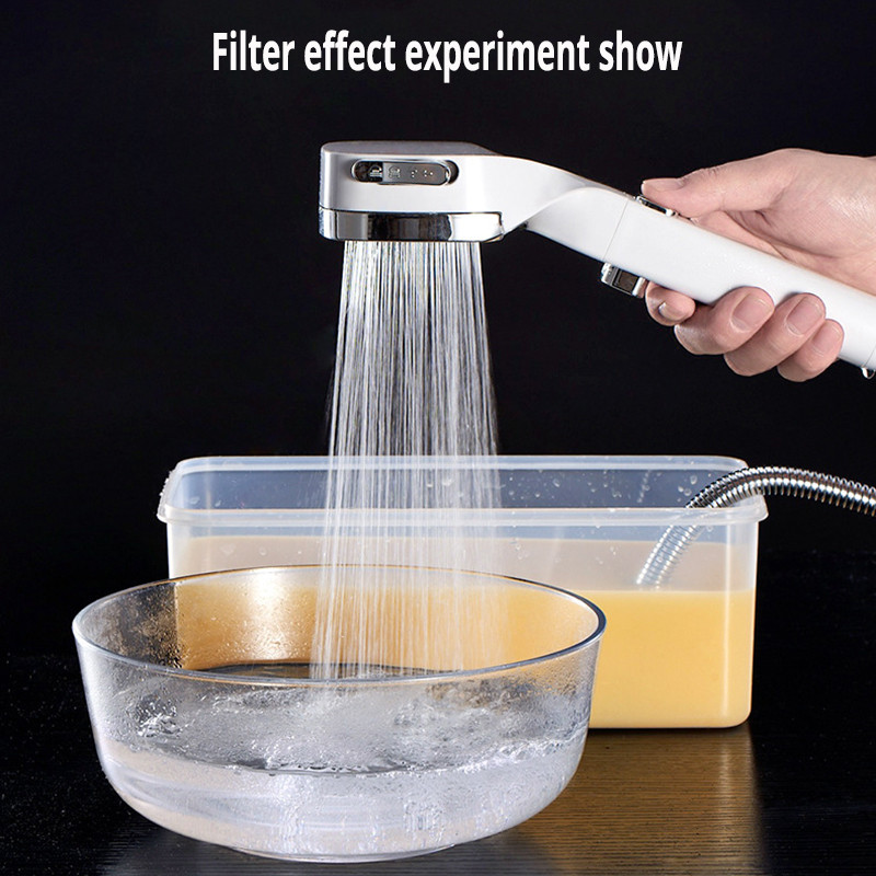 4 Λειτουργίες Κεφαλή ντους υψηλής πίεσης με διακόπτη ενεργοποίησης και απενεργοποίησης Κουμπί ψεκασμού Εξοικονόμηση νερού Ρυθμιζόμενο ακροφύσιο ντους για μπάνιο