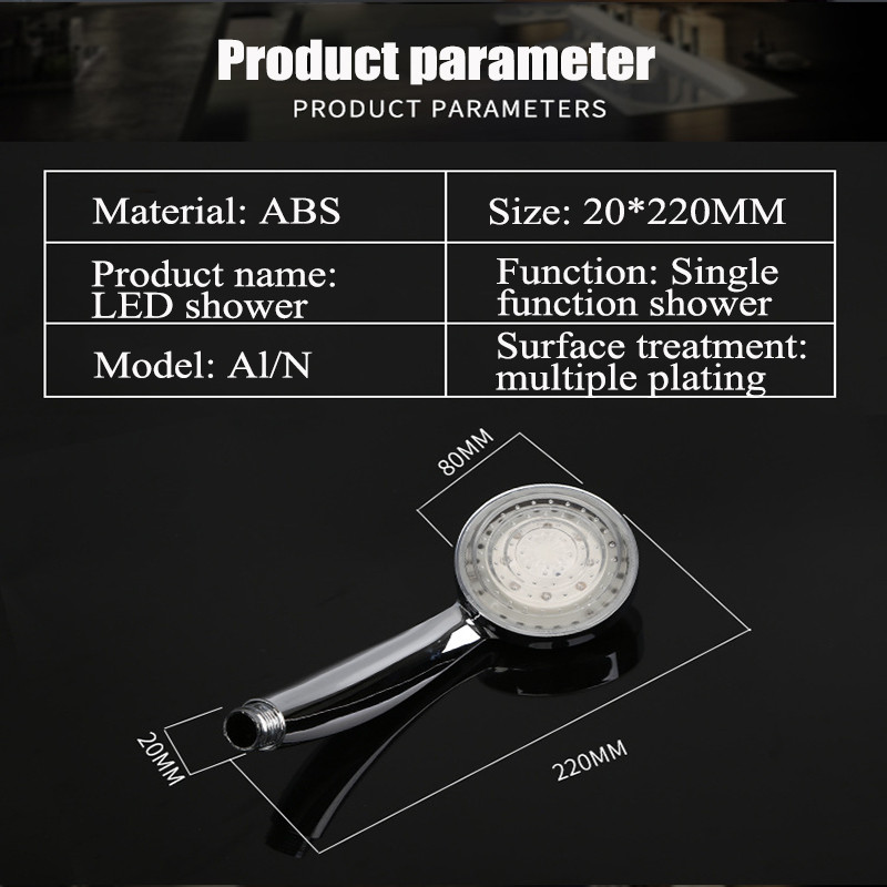 Φωτιστικό Led Glowing Automatic 7 Color Changing Automatic Handheld Water Εξοικονόμηση Ντους Μπάνιο Μπάνιο Κεφαλή ντους που αλλάζει χρώμα