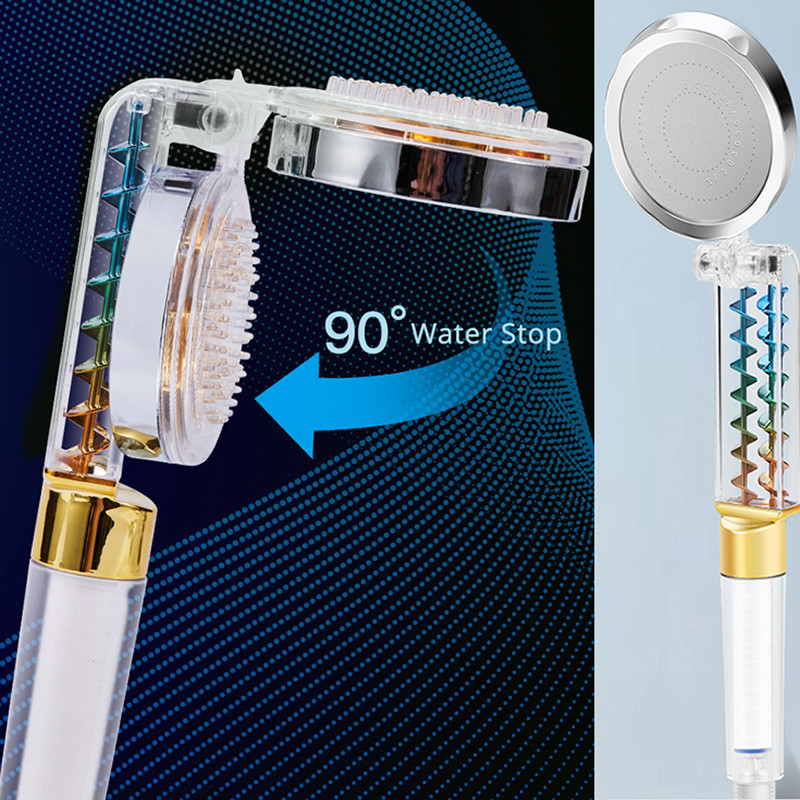 90 Περιστροφή Υψηλής Πίεσης Εξοικονόμησης Νερού Κεφαλή ντους με Turbofan με φίλτρο Αξεσουάρ μπανιέρας ντους με υπερτροφοδότηση