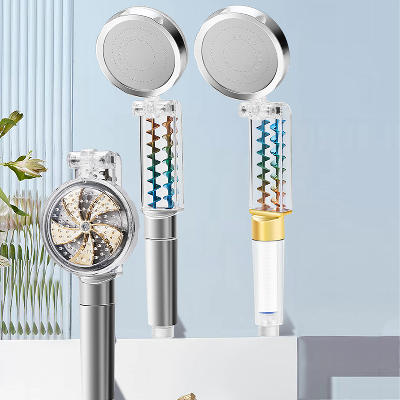 90 Περιστροφή Υψηλής Πίεσης Εξοικονόμησης Νερού Κεφαλή ντους με Turbofan με φίλτρο Αξεσουάρ μπανιέρας ντους με υπερτροφοδότηση