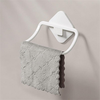 Самозалепваща се кука за кърпа без пробиване Монтирана на стена стойка за съхранение на тоалетна за баня Комплект хардуер за баня Поставка за кърпи