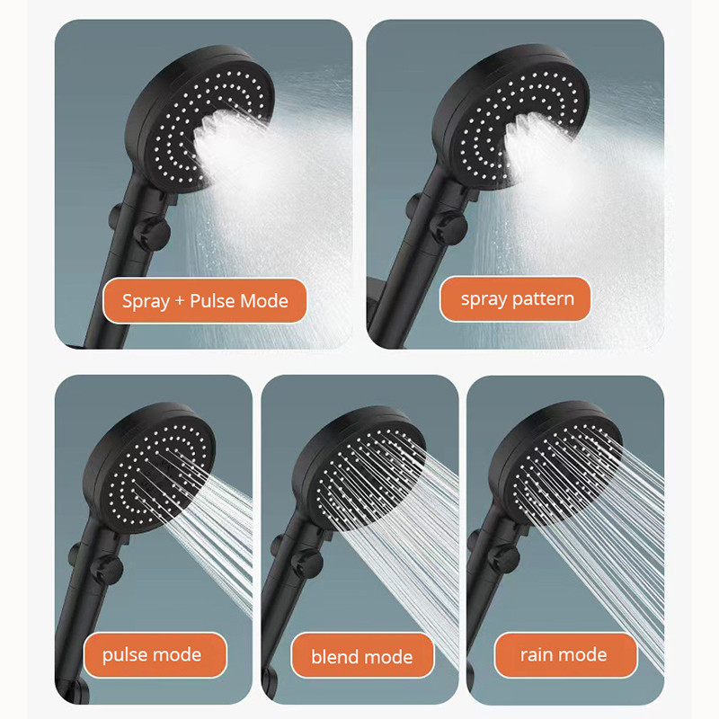 Αναβάθμιση μεγάλου πάνελ Υπερτροφοδοτούμενος πέντε ταχυτήτων κατασκευασμένος από υλικό ABS Σκληρό και ανθεκτικό στην πτώση φίλτρο Κεφαλή ντους Αξεσουάρ μπάνιου