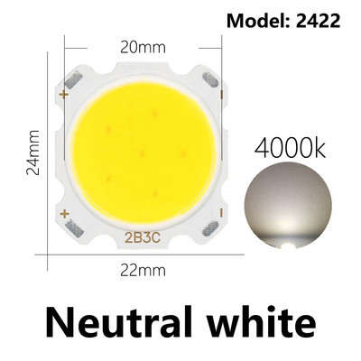 Παρτίδα 10 τεμ. Λάμπα φωτός LED COB υψηλής ποιότητας υψηλής ποιότητας 20mm 3W 5W 7W 10W 250mA Λάμπα LED Πηγή Chip Light Lamp Spotlight Downlight