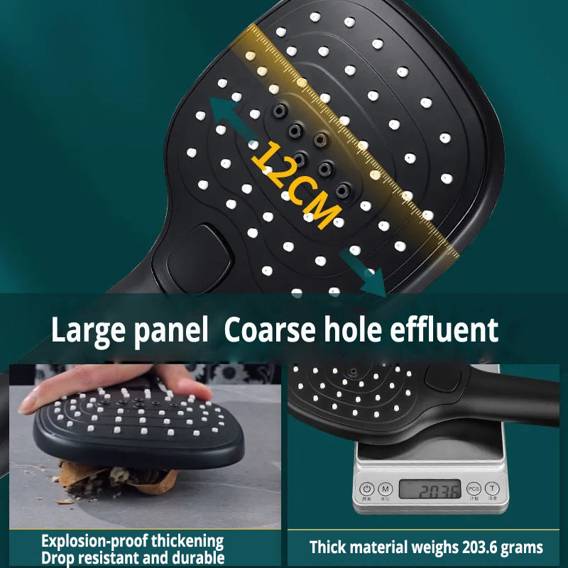 Μεγάλο πάνελ Χειρός ντουζιέρας Αναβάθμιση υψηλής πίεσης Κεφαλή ντους 3 Λειτουργίες Ακροφύσιο εξοικονόμησης νερού Αξεσουάρ μπάνιου βροχής