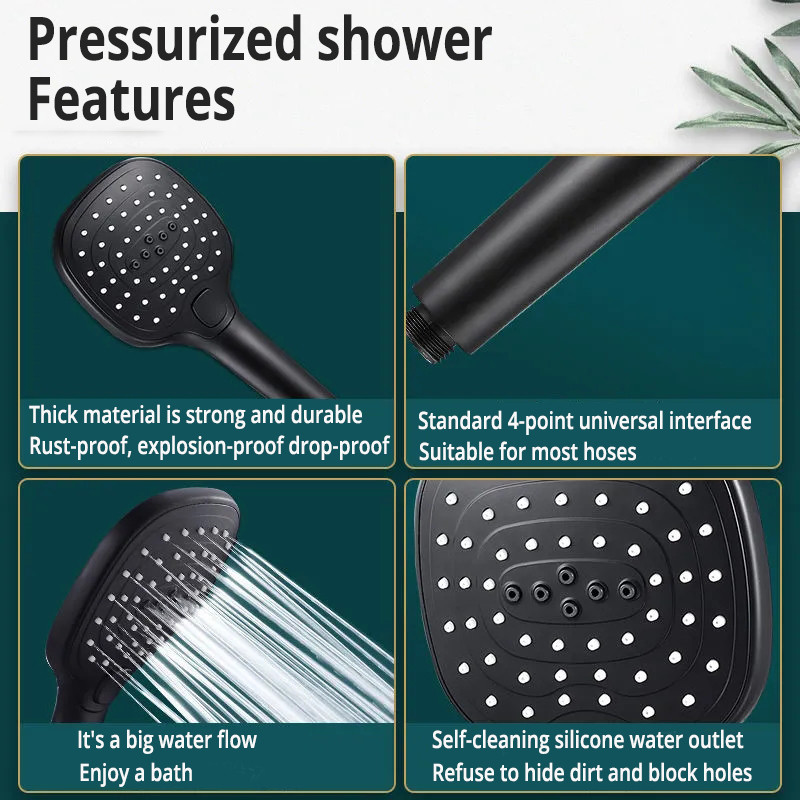 Μεγάλο πάνελ Χειρός ντουζιέρας Αναβάθμιση υψηλής πίεσης Κεφαλή ντους 3 Λειτουργίες Ακροφύσιο εξοικονόμησης νερού Αξεσουάρ μπάνιου βροχής
