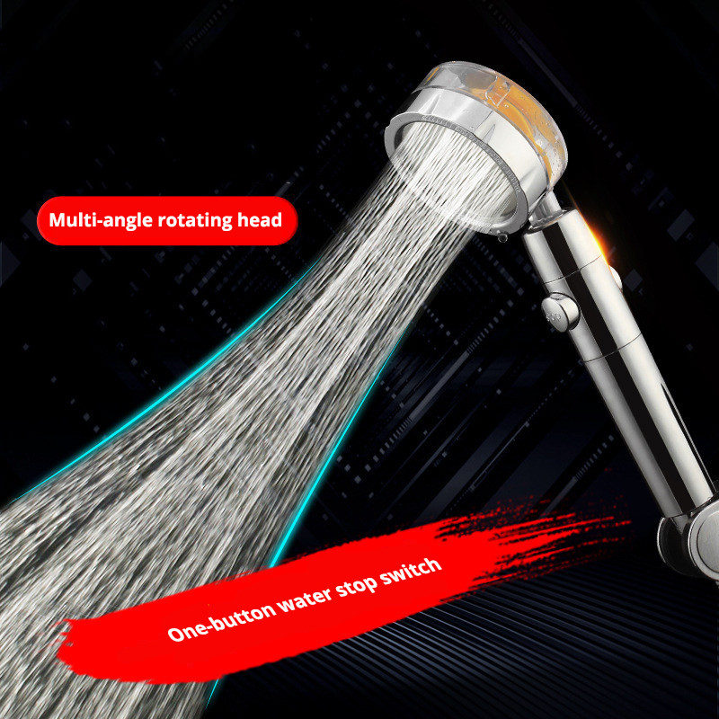 Περιστρεφόμενη κεφαλή ντους βροχής 360 μοιρών Ακροφύσιο ψεκασμού υψηλής πίεσης εξοικονόμησης νερού με μικρό ανεμιστήρα Αξεσουάρ μπάνιου δύο χρωμάτων