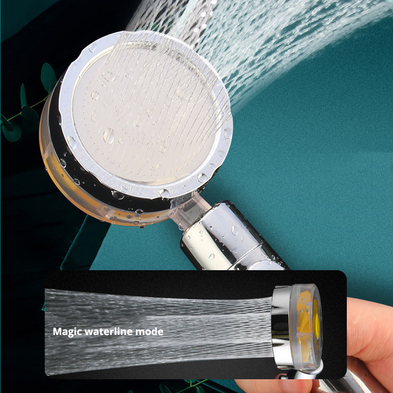 Περιστρεφόμενη κεφαλή ντους βροχής 360 μοιρών Ακροφύσιο ψεκασμού υψηλής πίεσης εξοικονόμησης νερού με μικρό ανεμιστήρα Αξεσουάρ μπάνιου δύο χρωμάτων