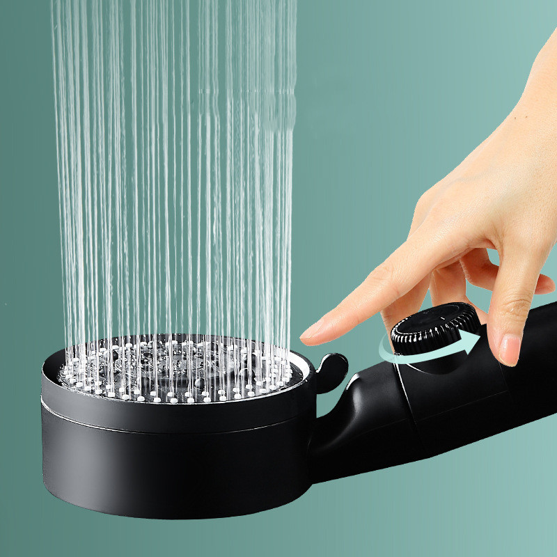 Κεφαλή ντους υψηλής πίεσης Εξοικονόμηση νερού Μαύρο Ρυθμιζόμενο ντους 5 με ένα κλειδί Αξεσουάρ μπάνιου ντους χειρός