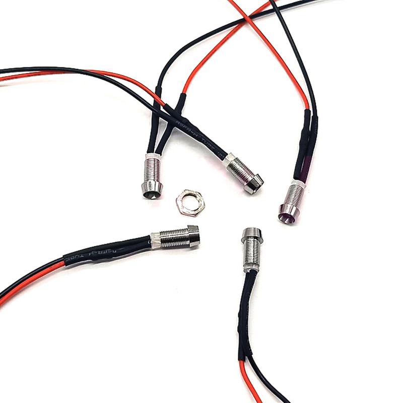 5 vnt 3 mm iš anksto prijungtų LED lempučių su laikikliais skleidžiančių diodų indikacinės lemputės 3 V 5 V 6 V 9 V 12 V 24 V 36 V 48 V 110 V 220 V 5 mm