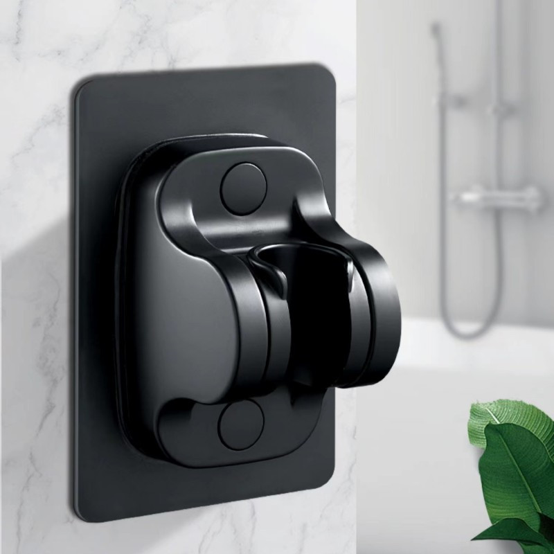 Στήριγμα ντους γενικής χρήσης Μαύρο/ασημί Ρυθμιζόμενο πιστόλι τουαλέτας κρεμάστρα βάσης γάντζος συγκράτησης χωρίς καρφιά Περιστροφική βάση χωρίς τρύπες