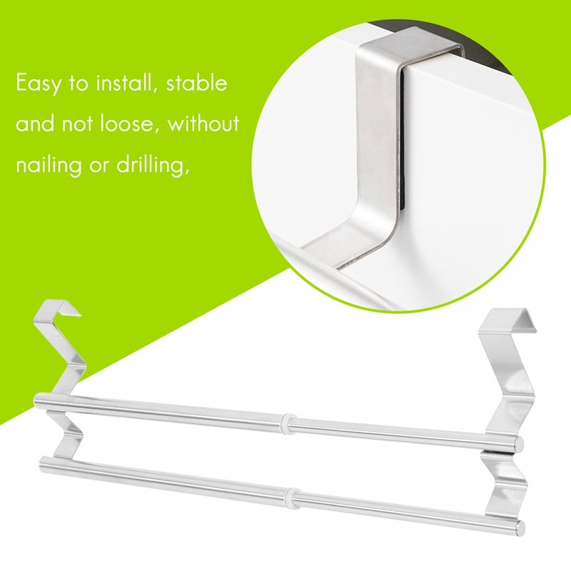 Κουζίνα πάνω από ντουλάπι Διπλό ράφι για πετσέτες, επεκτάσιμη θήκη για πετσέτες χεριών για καθολική εφαρμογή στο εσωτερικό ή στο εξωτερικό