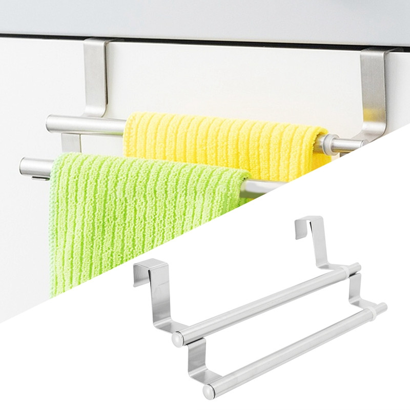 Κουζίνα πάνω από ντουλάπι Διπλό ράφι για πετσέτες, επεκτάσιμη θήκη για πετσέτες χεριών για καθολική εφαρμογή στο εσωτερικό ή στο εξωτερικό