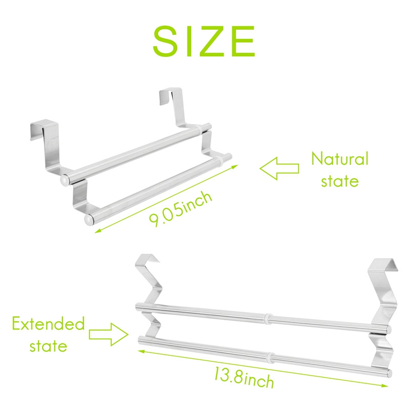Κουζίνα πάνω από ντουλάπι Διπλό ράφι για πετσέτες, επεκτάσιμη θήκη για πετσέτες χεριών για καθολική εφαρμογή στο εσωτερικό ή στο εξωτερικό