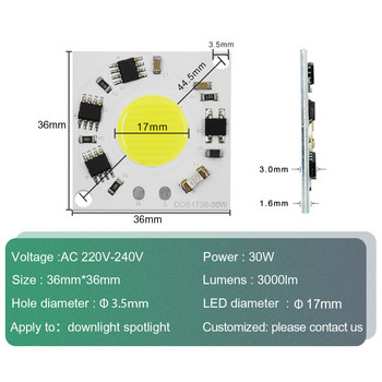 Без драйвер DOB 220V LED модул 30W COB чип лампа Bead Light Пълна мощност Студено топло бяло за външна LED крушка Downlight Прожектор