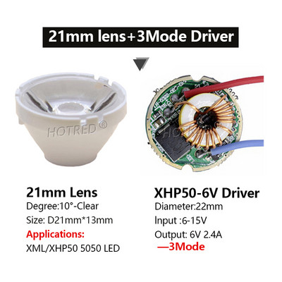 CREE XHP50 XHP-50.2 šaltai balta 6500K 6V 18W LED karoliukai lusto įvestis 12V tvarkyklė SMD5050 10 Dgeree objektyvas pasidaryk pats žibintuvėlis SpotLight dalis