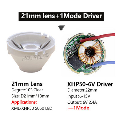 CREE XHP50 XHP-50.2 šaltai balta 6500K 6V 18W LED karoliukai lusto įvestis 12V tvarkyklė SMD5050 10 Dgeree objektyvas pasidaryk pats žibintuvėlis SpotLight dalis