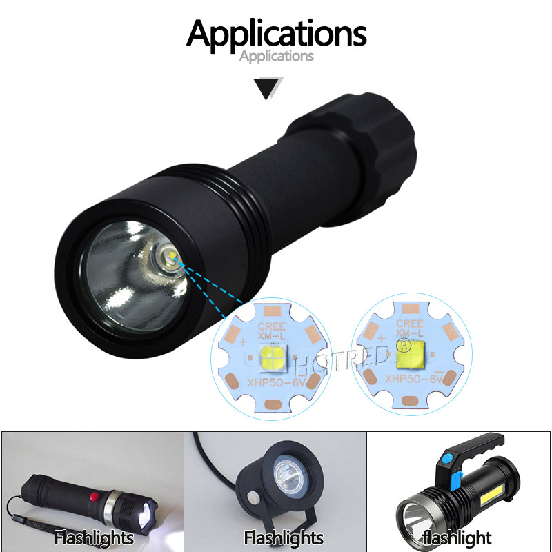 CREE XHP50 XHP-50.2 šaltai balta 6500K 6V 18W LED karoliukai lusto įvestis 12V tvarkyklė SMD5050 10 Dgeree objektyvas pasidaryk pats žibintuvėlis SpotLight dalis