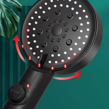 6 режима на душ слушалка, регулируем душ с високо налягане, спестяващ вода, спиране с един бутон, воден масаж, душ слушалка за аксесоари за баня