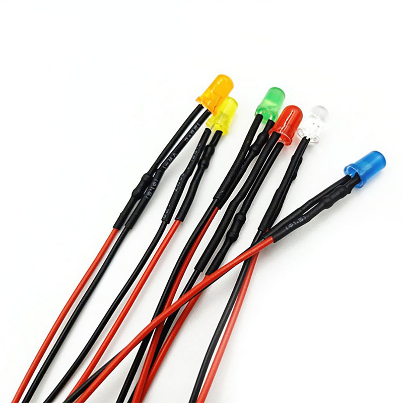 10 τμχ 5 χιλιοστά προ-ενσύρματα LED που εκπέμπουν δίοδοι με λάμπα LED αντίστασης 3V 5V6V9V 12V 24V 36V 48V 60V 110V 220V