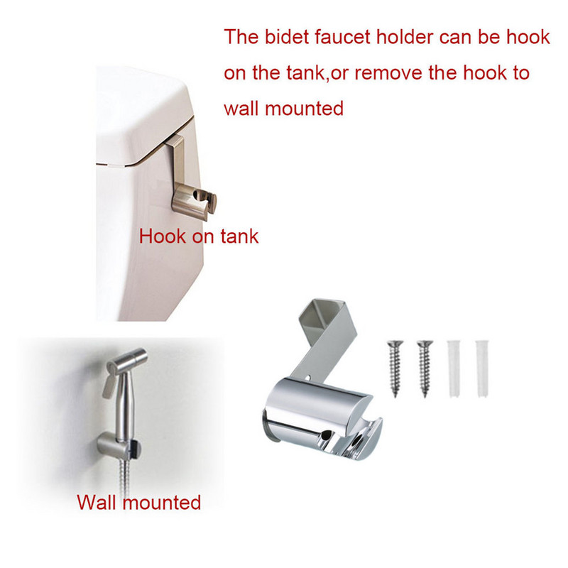 Δωρεάν θήκη για μπιντέ νυχιών με γάντζο από ανοξείδωτο χάλυβα Κρεμάστρα ABS Βουρτσισμένη υποδοχή τοίχου για ντουζιέρα Shattaf Δεξαμενή τουαλέτας