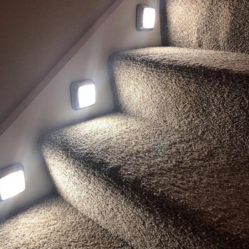 6 Led τετράγωνος αισθητήρας κίνησης νυχτερινά φώτα Pir induction κάτω από το ντουλάπι Ασύρματη λάμπα για σκάλες στο κρεβάτι του σπιτιού Κουζίνα S3j0