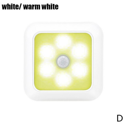 6 Led négyzet alakú mozgásérzékelő éjszakai lámpák Pir indukciós szekrény alatti lámpa vezeték nélküli lámpa otthonra Éjjeli lépcsők Konyhai Lig S3j0