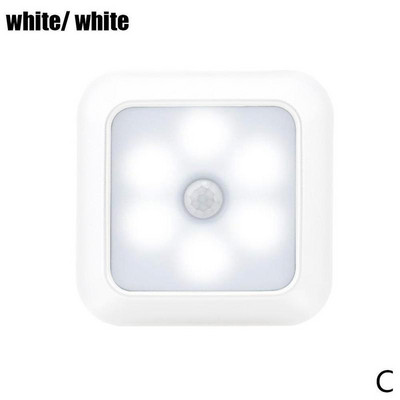 6 Led négyzet alakú mozgásérzékelő éjszakai lámpák Pir indukciós szekrény alatti lámpa vezeték nélküli lámpa otthonra Éjjeli lépcsők Konyhai Lig S3j0