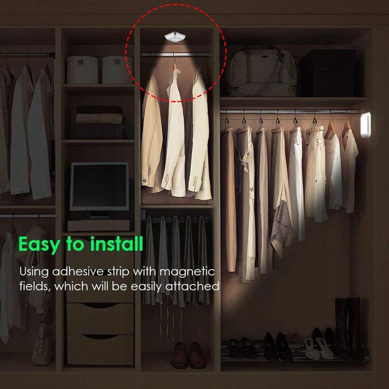 6 Led τετράγωνος αισθητήρας κίνησης νυχτερινά φώτα Pir induction κάτω από το ντουλάπι Ασύρματη λάμπα για σκάλες στο κρεβάτι του σπιτιού Κουζίνα S3j0