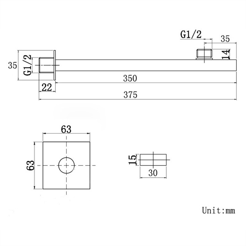 Suguword Επιτοίχιος βραχίονας ντους μπάνιου για κεφαλή ντους Χρώμιο /βουρτσισμένο νικέλιο /χρυσό / μαύρο ματ αξεσουάρ μπάνιου