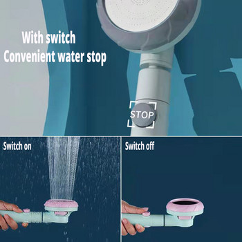 360 въртяща се дъждовна душ слушалка 3 режима Регулируема душ глава с високо налягане Бутон за спестяване на вода Аксесоари за душ