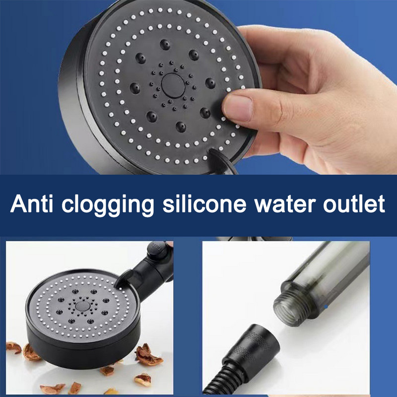 Filtruota dušo galvutė aukšto slėgio 5 greičių vieno mygtuko vandens stabdymo reguliuojama rankinė, vandenį taupanti dušo galvutė Vonios kambario priedai