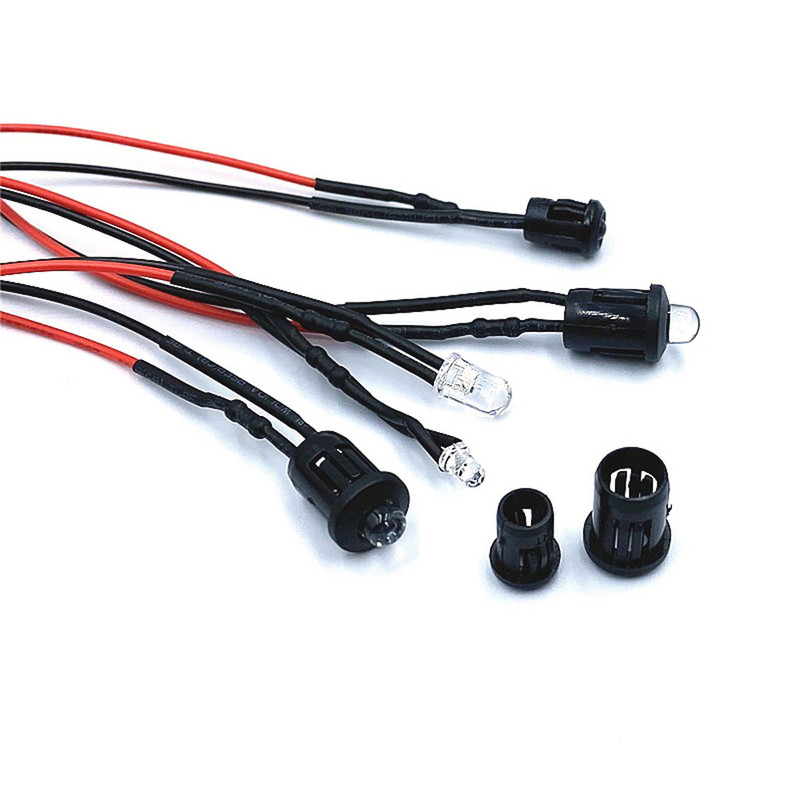 5 vnt Ultra Bright 5 mm iš anksto laidiniai šviesos diodai su laikikliais skleidžiančiais diodais Lemputės lemputės mėgėjams 3V 5V6V 9V 12V 24V 36V 48V 110V 220V