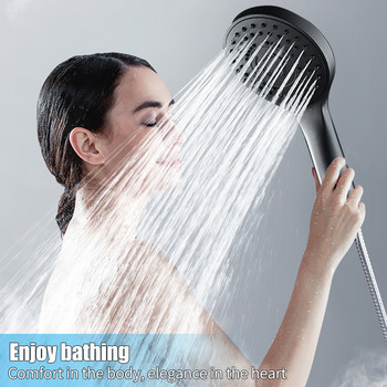 EHEH Черна душ слушалка за баня 7 режима Регулируема ръчна душ глава за спестяване на вода под високо налягане Аксесоари за баня