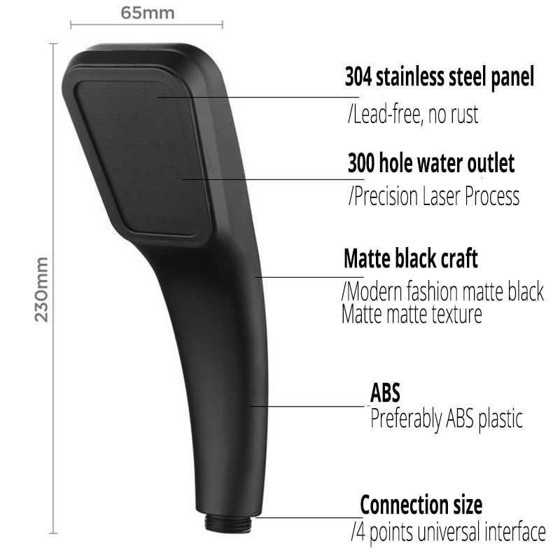 300 οπών υψηλής πίεσης Μαύρη κεφαλή ντους υπό πίεση βροχής κεφαλή ντους Ακροφύσιο ψεκασμού εξοικονόμησης νερού Μπάνιο ενισχυτικό ντους