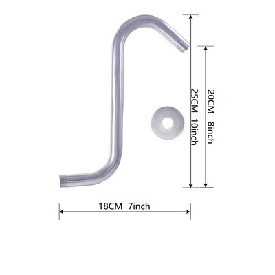 Kampinė dušo rankena, 6/8 colių lenktas nerūdijančio plieno vandens išleidimo angos prailginimas dušo galvutei, 1/2 colio NPT, chromo apdaila