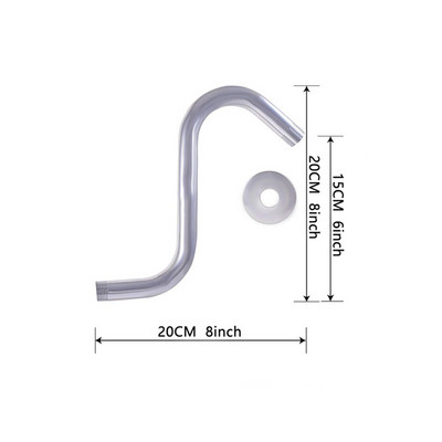 Kampinė dušo rankena, 6/8 colių lenktas nerūdijančio plieno vandens išleidimo angos prailginimas dušo galvutei, 1/2 colio NPT, chromo apdaila