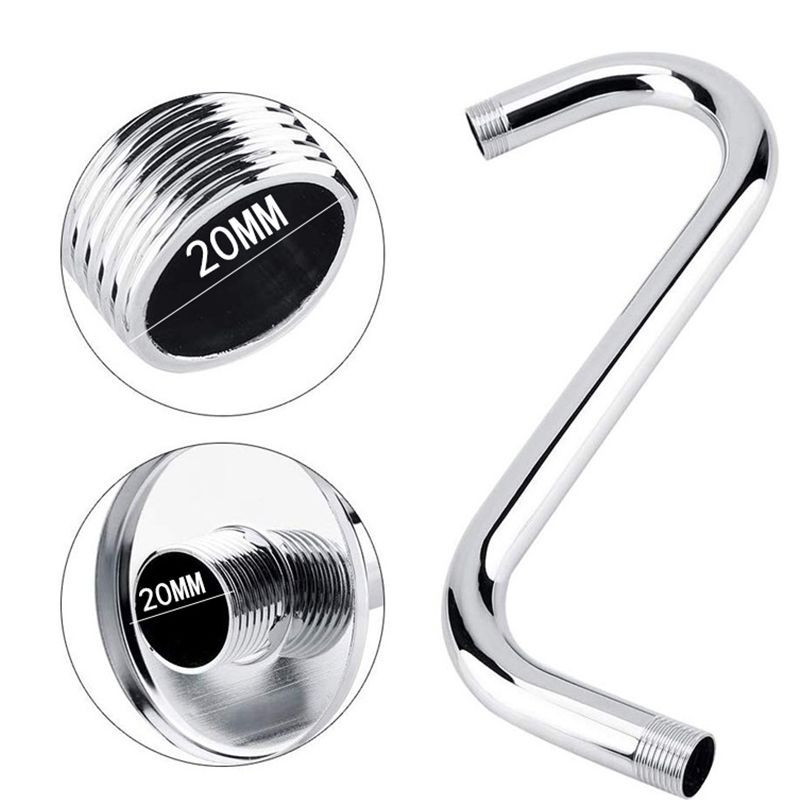 Kampinė dušo rankena, 6/8 colių lenktas nerūdijančio plieno vandens išleidimo angos prailginimas dušo galvutei, 1/2 colio NPT, chromo apdaila