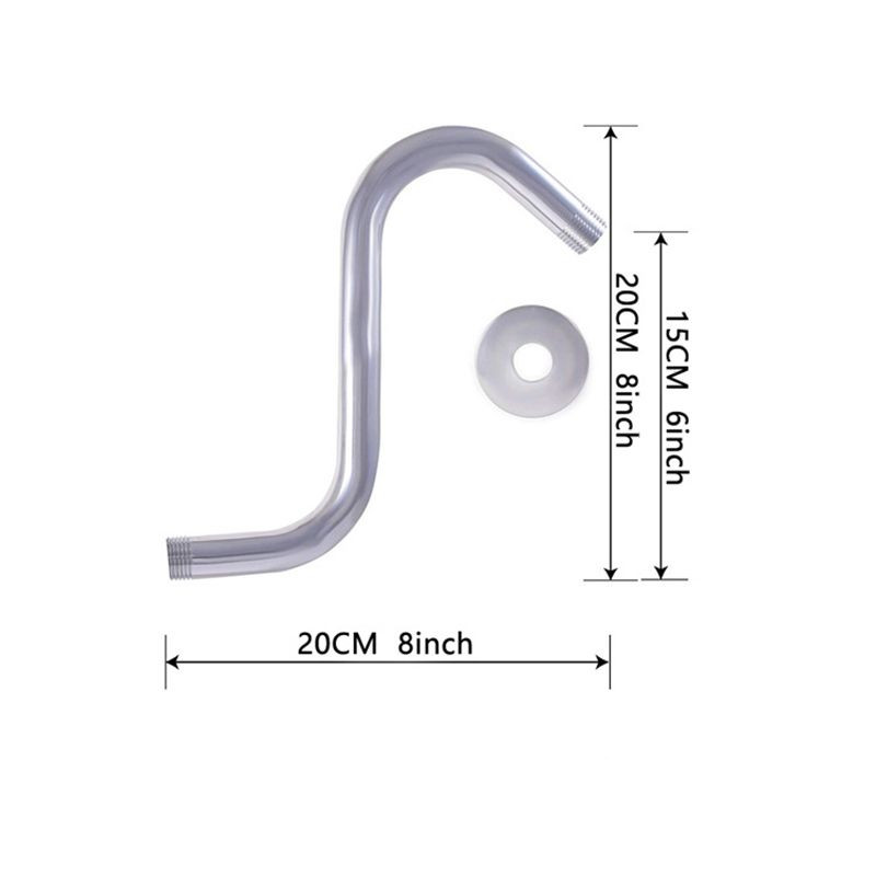 Kampinė dušo rankena, 6/8 colių lenktas nerūdijančio plieno vandens išleidimo angos prailginimas dušo galvutei, 1/2 colio NPT, chromo apdaila