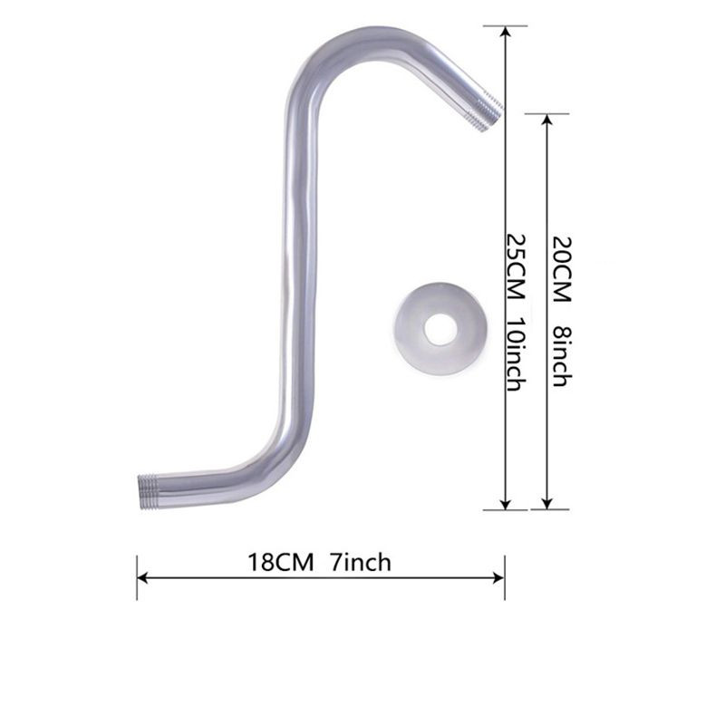 Kampinė dušo rankena, 6/8 colių lenktas nerūdijančio plieno vandens išleidimo angos prailginimas dušo galvutei, 1/2 colio NPT, chromo apdaila