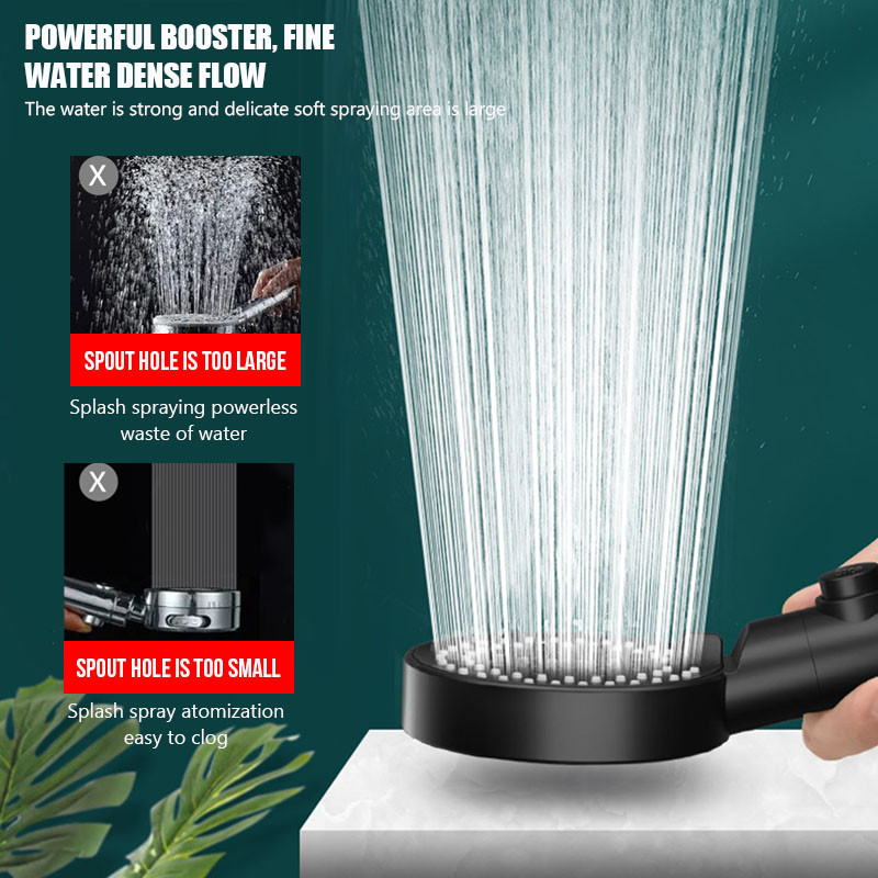 5 Λειτουργίες Μαύρη κεφαλή ντουζιέρας Βροχόπτωση Υψηλή πίεση νερού Εξοικονόμηση Ρυθμιζόμενη θήκη ντουζιέρας Κουμπί στάσης Αξεσουάρ μπάνιου