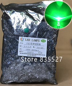 1000db / LOT F5 5MM kerek LED víz és átlátszó smaragdzöld szuper fényes LED fénykibocsátó dióda készlet DIP lámpagyöngyök