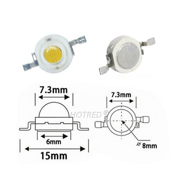 50бр. LED 1W 3W 3V високомощна лампа перли Чип Студено неутрално Топло бяло 10000K 20000K 30000K Кралско синьо Розово за Blubs Downlight