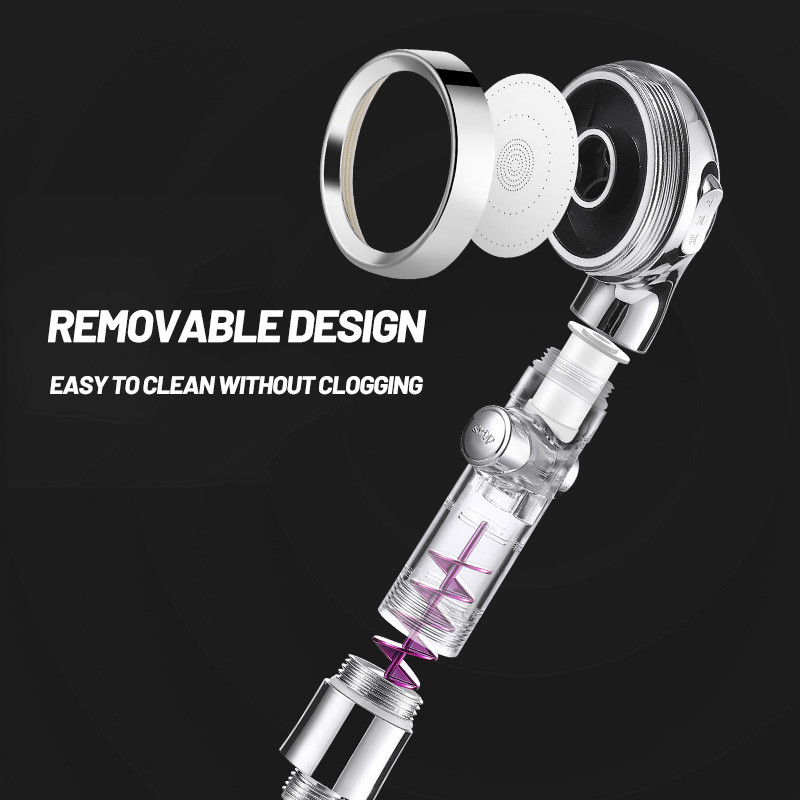 Zhang Ji Νέα υψηλής πίεσης 3-λειτουργία Turbo λαβή SPA κεφαλή ντους βροχής με κουμπί ενεργοποίησης/απενεργοποίησης κεφαλή ντους εξοικονόμησης νερού