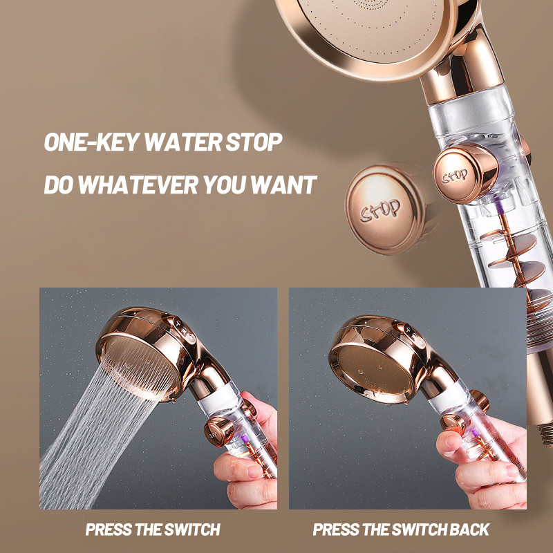 Zhang Ji Νέα υψηλής πίεσης 3-λειτουργία Turbo λαβή SPA κεφαλή ντους βροχής με κουμπί ενεργοποίησης/απενεργοποίησης κεφαλή ντους εξοικονόμησης νερού